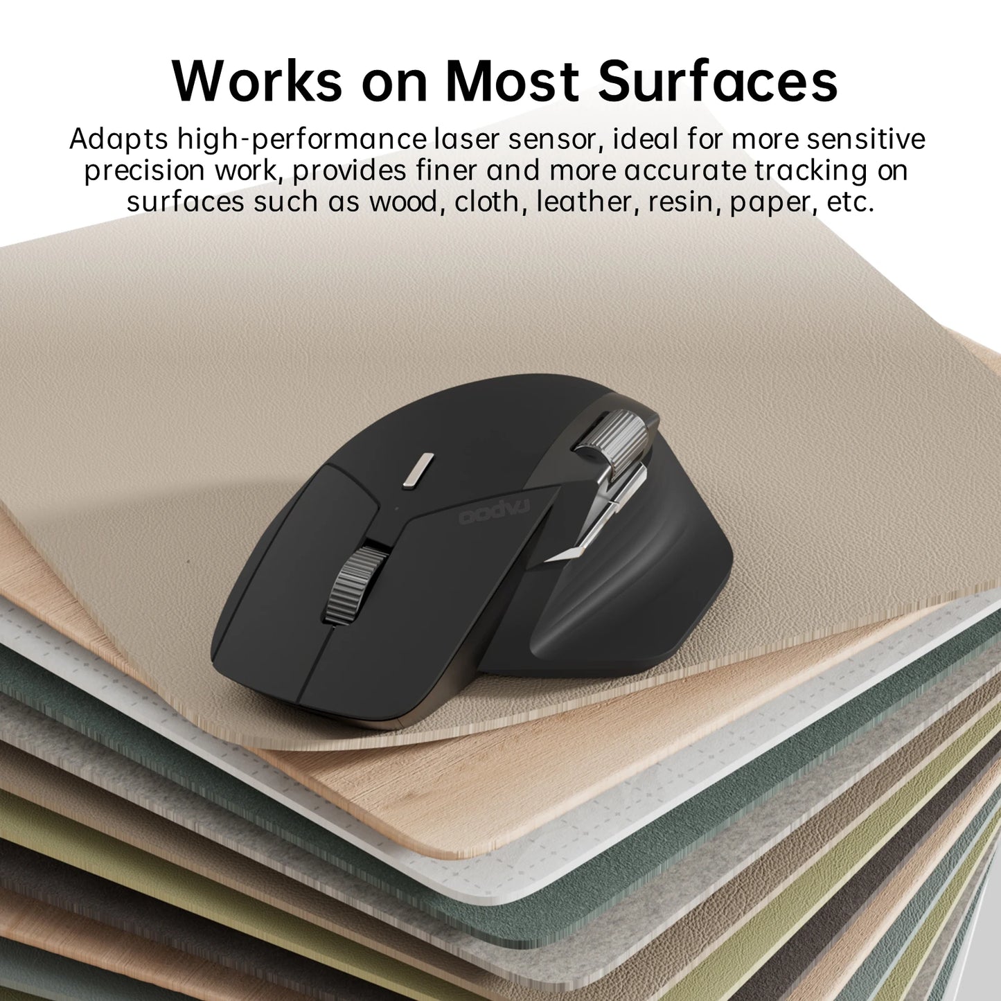 Rapoo MT760L/MT760M Multi-mode Rechargeable Wireless Mouse Ergonomic 4000 DPI Support Up to 4 Devices Bluetooth Mouse