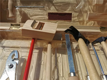 Children Real Life Wooden Carpenter's Box Tools Boy's Pretend Toy Wood Tools Set Hammer Screwdriver Manual Skill Learning