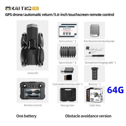 Professional 3-axis PTZ KAITWO PRO Drone 8K 5G with Screen Control 360° Laser Obstacle Avoidance Brushless Quadcopter GPS RC UAV