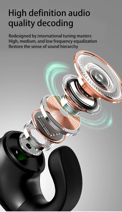 Ear clip earphones, Bluetooth wireless earphones, comfortable to wear for sports, office, leisure, and long battery life