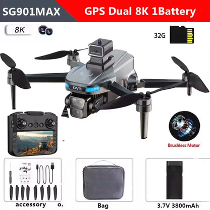 Drone 8K Professional GPS HD Camera Drones 5G WIFI FPV Video 4k UAV 5.9 inch large screen remote control RC Dron SG109 PRO MAX