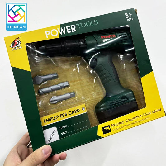 Kids Toy Simulation Electric Drill Set - With Real Sounds and Action Construction Toy Tools with Toddler Electric Drill ScrewSet