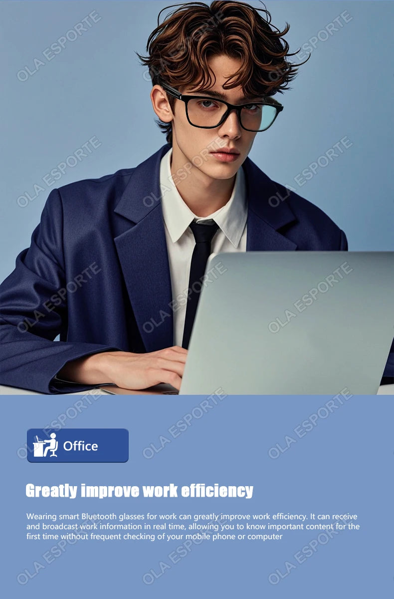 Hot GS05 Smart Glasses For Men 2 in 1 UV Protection Portable Polarized Anti-blue light Black Frame White Lenses Music Sunglasses