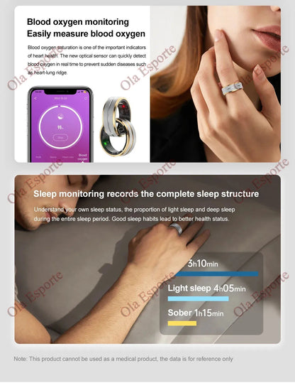 NEW Smart Ring Military Grade Titanium Steel Smart Rings for Women Men Health Monitoring IP68 & 5ATM Waterproof Multi-sport Mode