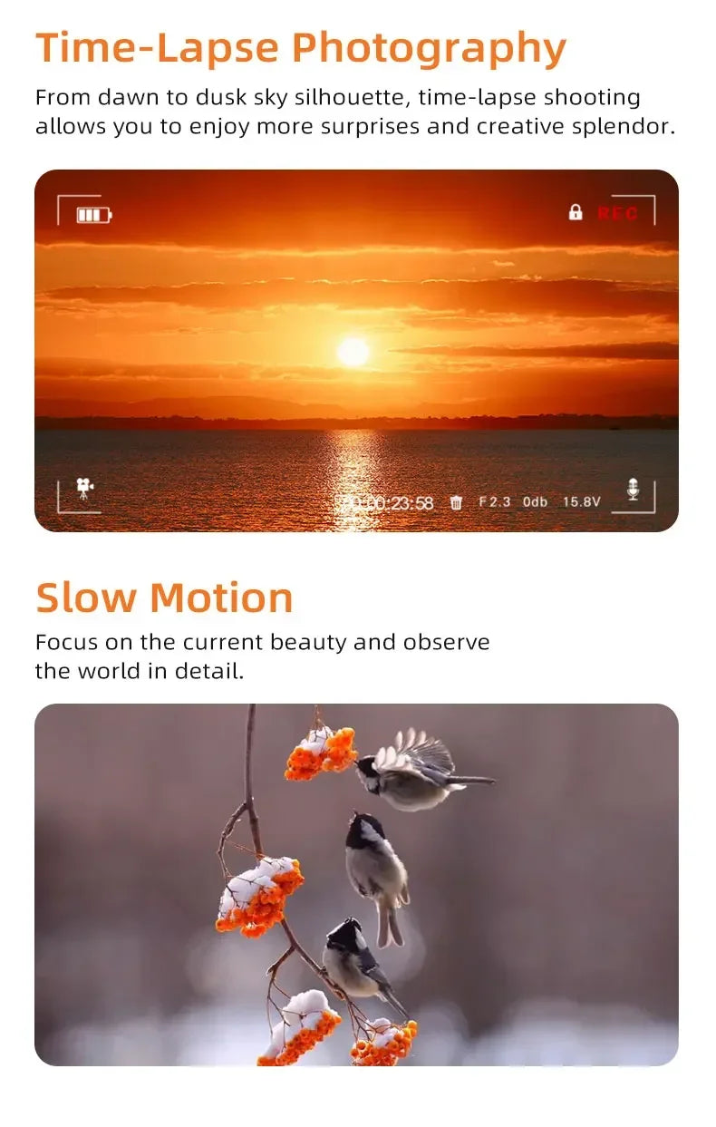 M5 Vlog Action Camera 5K 30fps/ 4K 60fps 3-Axis Anti-shake Digital Video Camcorder 180° Rotation Lens 3.5"Screen Face Tracking