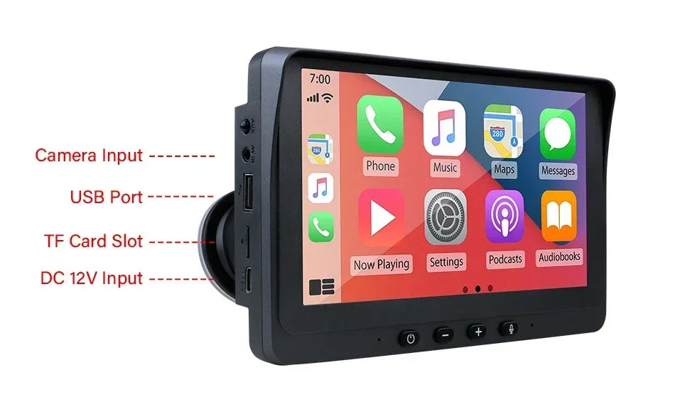 Portable 7 inch Multimedia Video Player Wireless Carplay Android Auto Touch Screen With USB AUX Dual Bluetoth Stereo Car Radio