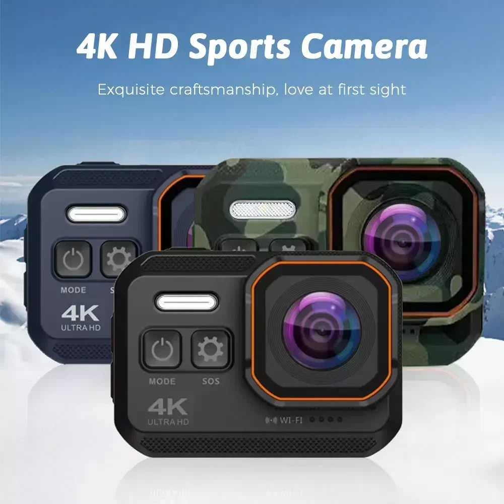 4K HD 60FPS Mini Camera Wifi Outdoor Sport 170° Wide Angle Action Kam Waterproof Bike Motorcycle Helmet Body Cam with LED Screen