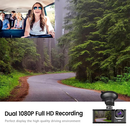Dash Cam Recording Car Camera DVR S1 2"Screen HD 1080P 3 Cameras+WiFi (Front/Rear/In car) Night Vision Video Recorder