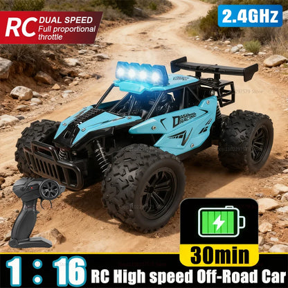 RC Alloy Car 1:16 Scale 2WD Off-Road Climbing Remote Control Car With LED Light 20KM/H High Speed Toys Gifts For Boys Girls Kids