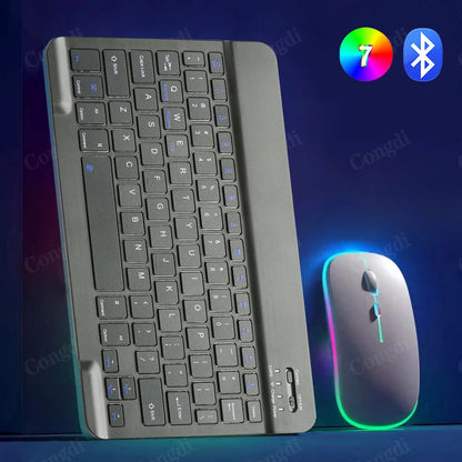 Keyboard For Tablet Android iOS Windows Wireless Keyboard and Mouse Bluetooth-compatible Rainbow Backlit Mouse For iPad Phone