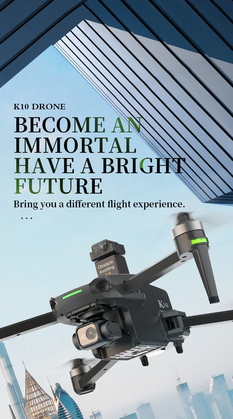 10KM 35 Mins With Touch Screen RC K10 Professional GPS Drone with 3-Axis Gimbal 8K Dual Camera FPV Brushless Airdrop Quadcopter