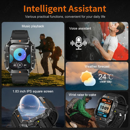 New Outdoor Rugged Military GPS Sports Track Smartｗatches Men's Waterproof Bluetooth Call Voice Assistant Heart Rate Smart Watch