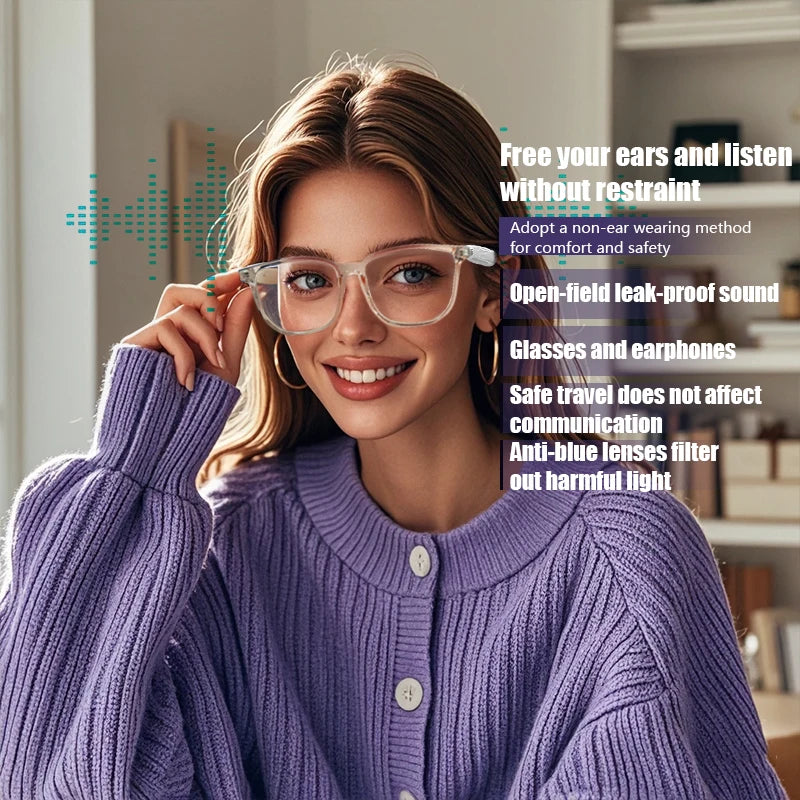Smart Glasses Listenable Songs, Wireless Headphone Glasses, Shades for Women & Men, 3in1 Smart Glasses that Play Music 