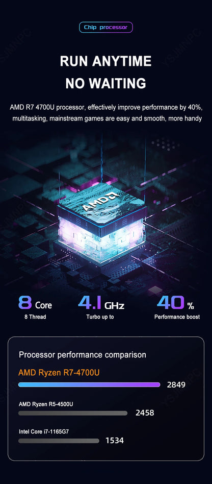 CARBAYTA Max Ram 32GB Rom 2TB SSD Metal Computer 5G Wifi Bluetooth AMD Ryzen 7 4800U Windows 10 11 Pro Gaming IPS Laptop