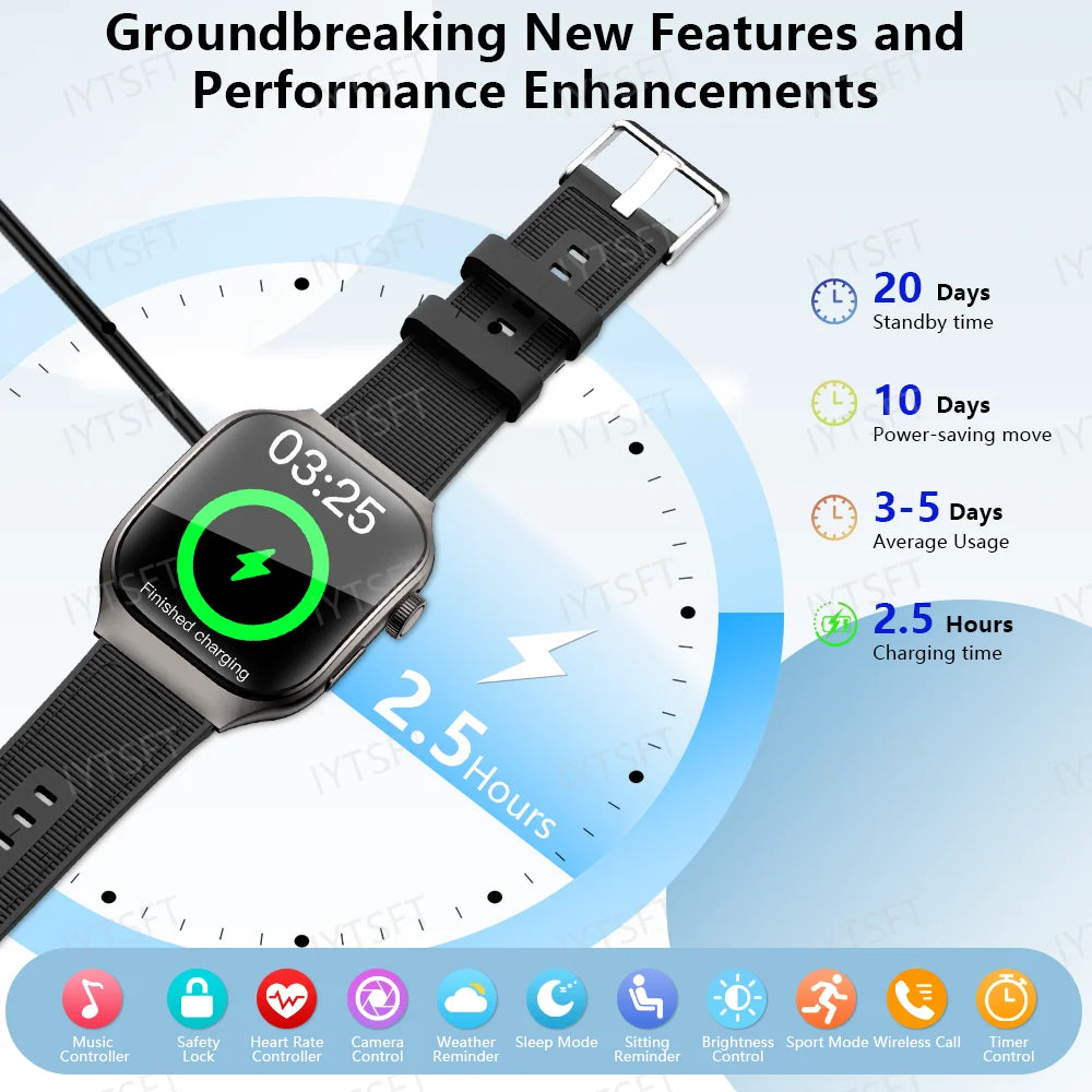 LAXASFIT New Curved Screen Women's Smart Watch 2.01'' AMOLED HD Touch Screen Bluetooth 5.3 Voice Call Men's Fitness Smart Watch