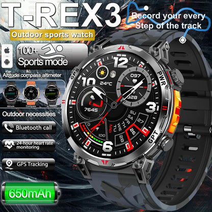 2025 Best seller Military AMOLED HD SmartWatch GPS Compass 10ATM Waterproof Tactics 170+Sport BT call SmartWatch 650Mah Battery