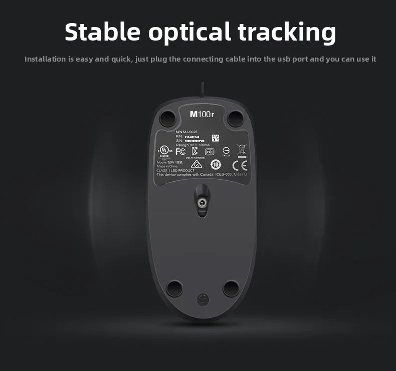 Logitech M100 Wired Mouse Ergonomic Design Comfortable Grip General Purpose for Home Business Office Everyday Use