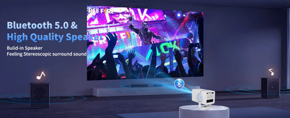 DESS Mini Projector Outdoor Portable Powered By Power Bank 4K Decoding Native 720P WiFi 6 BT 5.0 180°Rotatable Movie Projector