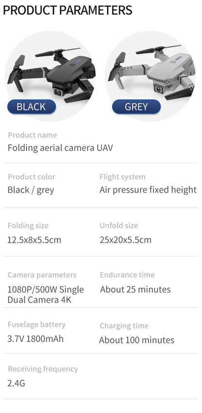 MHD E88 Dual Camera Drone Aerial Photography Professional High-definition Quadcopter Outdoor Flying Toy Beginner Drone Kids Gift