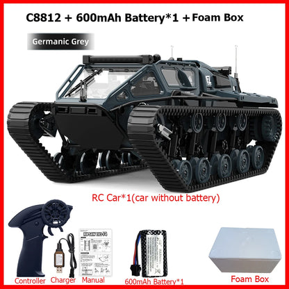 JJRC C8812 / C8812 MAX RC Car Full Scale Tracked Tank Simulation 2.4G Remote Control Car Drift LED Light Off-Road RC Toy As Gift