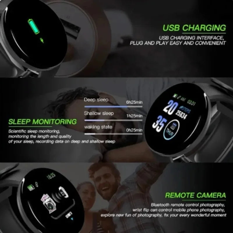 Round Digital Smart Sport Watch – LED Electronic Bluetooth Wristwatch for Men/Women/Kids (Dropshipping Ready)