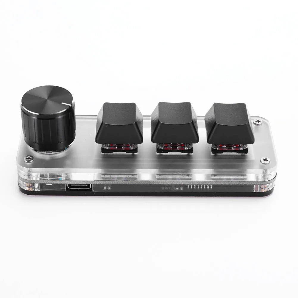 3 Key 1 Knob/4 Key Mini Mechanical BT Keyboard RGB Wired USB Mechanical Macropad Red Switches for Gamers/Designers/Video Editor