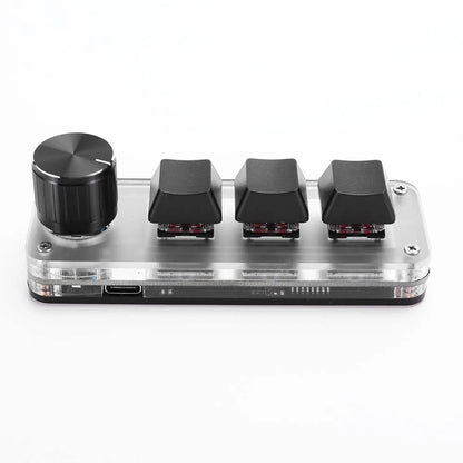 3 Key 1 Knob/4 Key Mini Mechanical BT Keyboard RGB Wired USB Mechanical Macropad Red Switches for Gamers/Designers/Video Editor