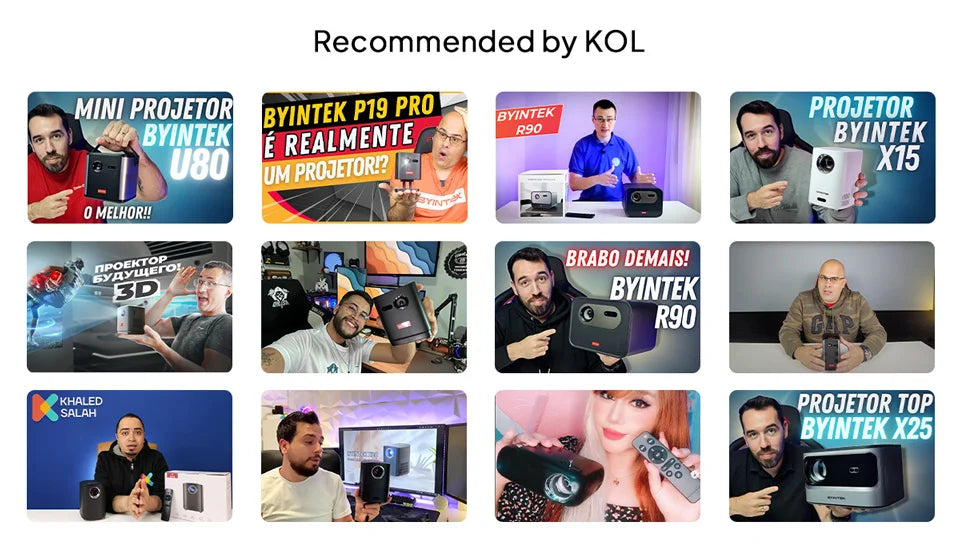 BYINTEK P70X Portable Mini Projector with Built-in Battery 4K Support 3D Wifi for Outdoor Movie Night Home Theater Projectors