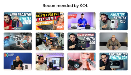 BYINTEK P70X Portable Mini Projector with Built-in Battery 4K Support 3D Wifi for Outdoor Movie Night Home Theater Projectors