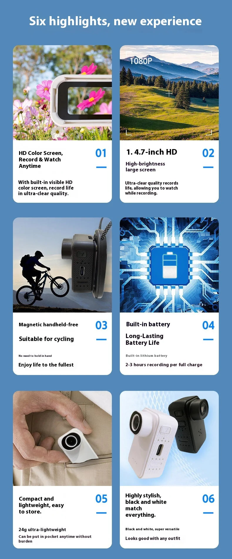 New 1080P Sport Camera FHD With Long Battery Life Video Thumb Camera Sport Action Camerahelmet Motorcycles Cam