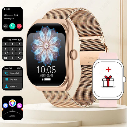 LIGE 2025 Smart Watch For Android IOS Phone 2.01" 3D Curved Screen Bluetooth Call Blood Oxygen Heart Rate Smart Watch Women Men