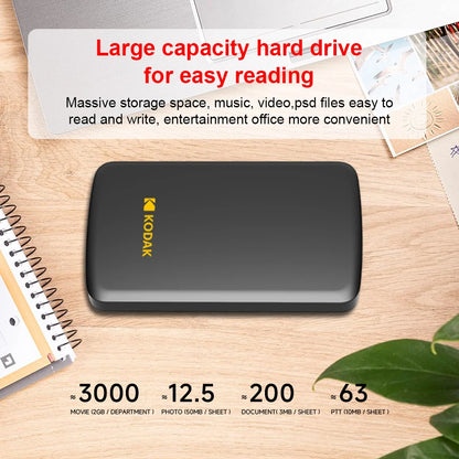 KODAK portable external hard drive P150 USB3.0, high-speed transmission, stable and durable, suitable for backup and storage