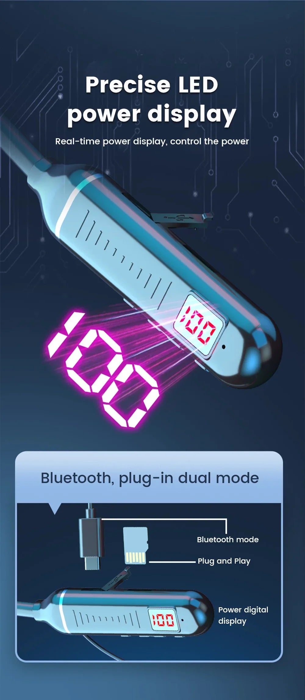 Wireless Earphones 5.3 Neckband Headphones Gaming LED Display Stereo Sports Headset Halter Waterproof Magnetic Earbuds