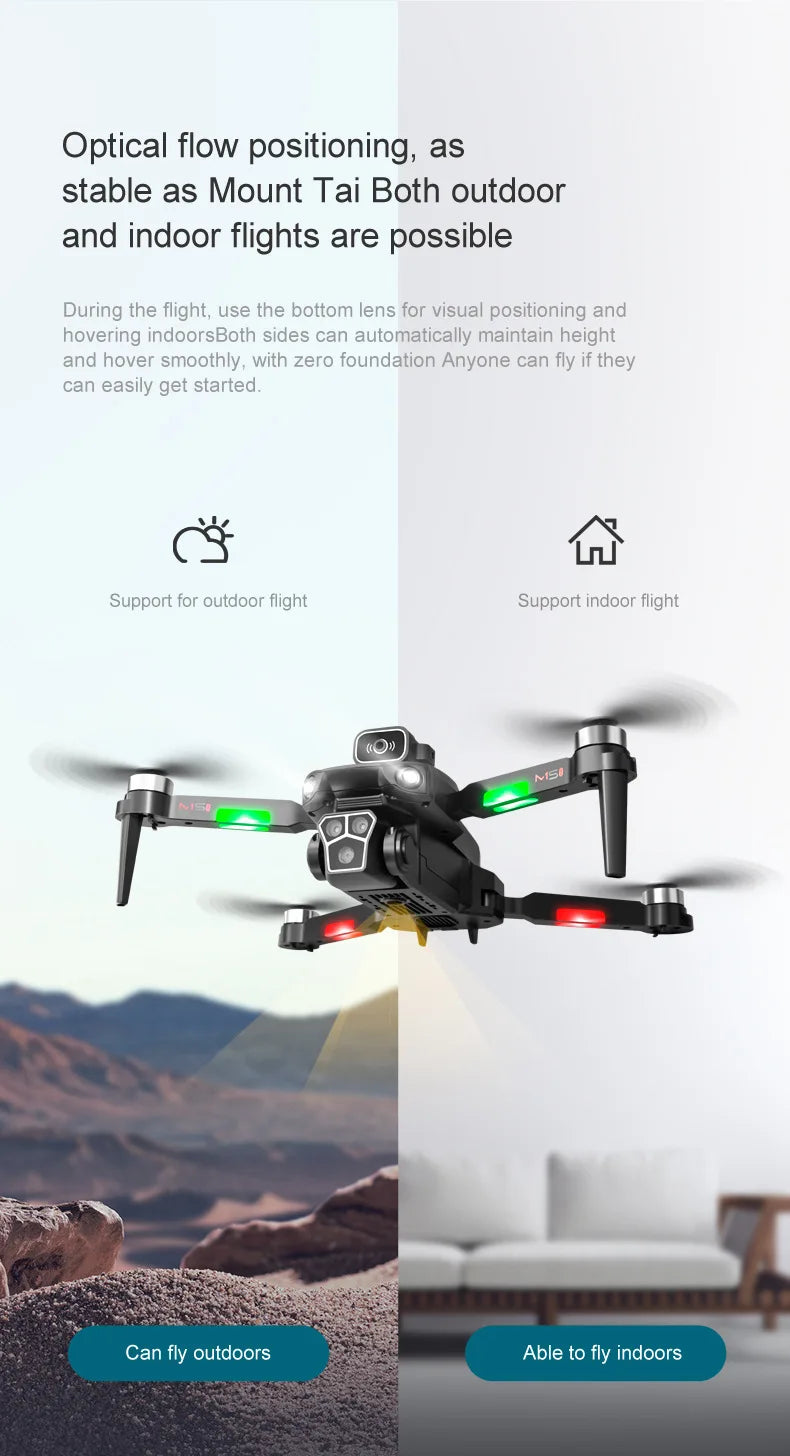 M1S Drone 4K Three Camera Brushless Motor Wide Angle Optical Flow Localization Four-way Obstacle Avoidance RC Quadcopter toys