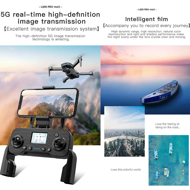 L200 PRO MAX GPS Drone with 2-axis Gimbal Professional Anti-shake 4K HD Camera FPV Drone 360° Obstacle Avoidance Quadcopter Toys