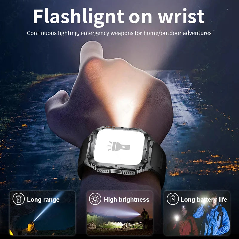 LIGE 1.91-inch Screen Men Smart Watch Led Lighting IP68 Waterproof Watch Outdoor Sport Health Monitor Smartwatch For Android IOS