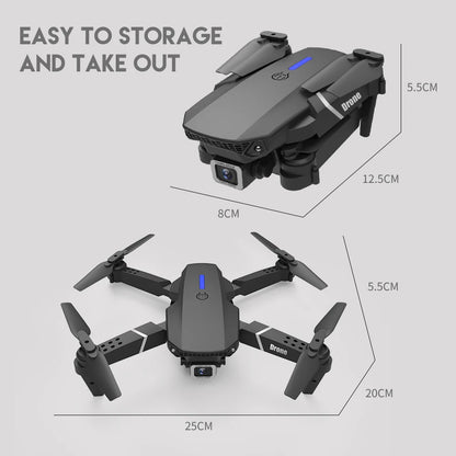 Professional Drone E88 4K Wide-Angle HD 1080P Camera WiFi FPV Height Hold Foldable RC Drone Quadrotor Helicopter Children's Toys