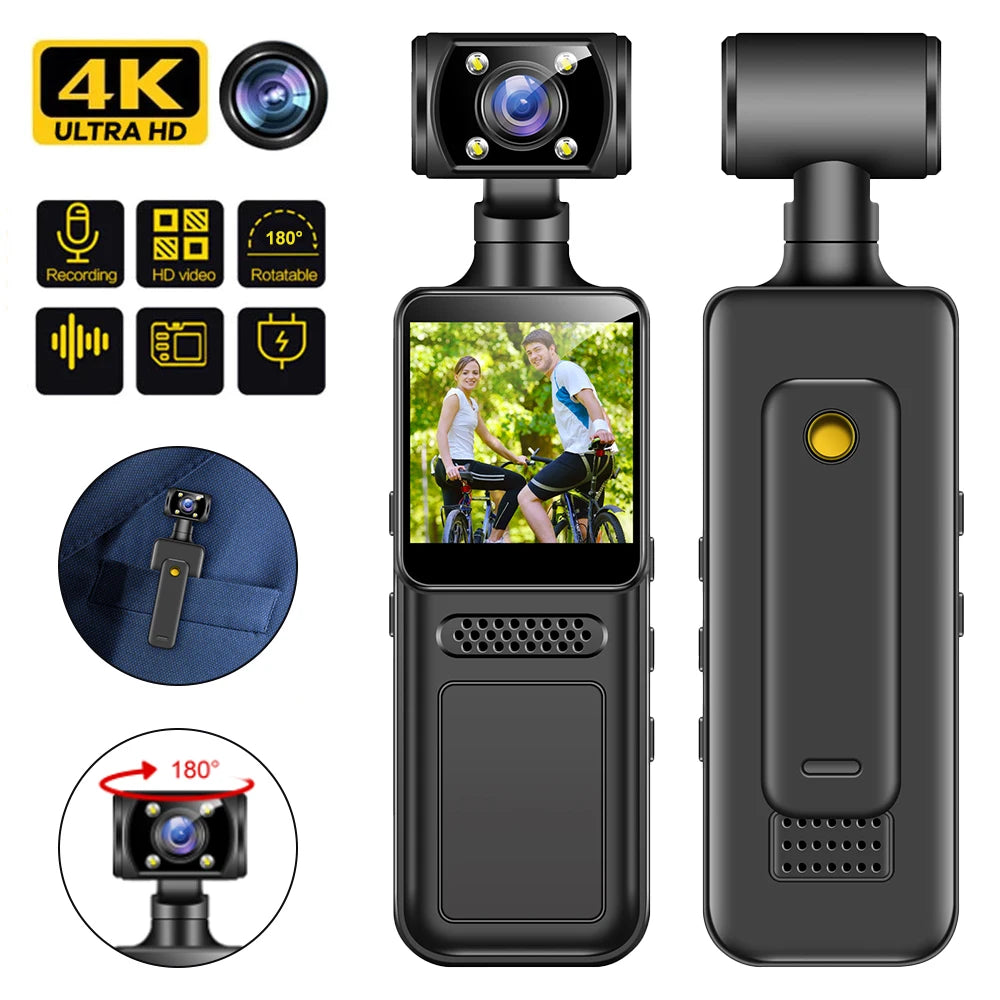 4K HD Action Camera 180 Rotatable Vlog WiFi Mini Sports Wearable Camera Infrared Night Vision Sports DV Bicycle Driver