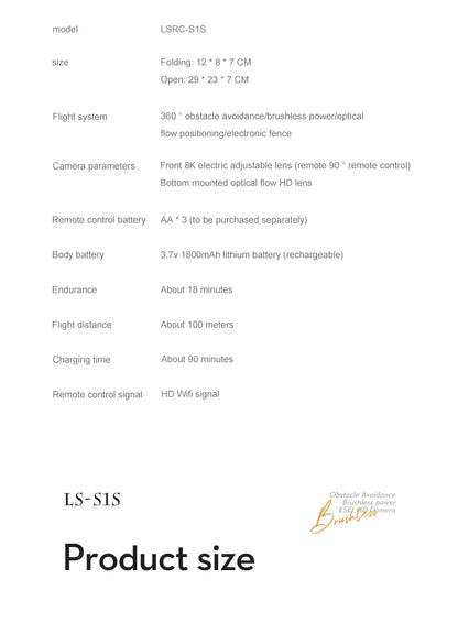 New S1S Mini Drone Profesional 8K HD Camera Obstacle Avoidance Aerial Photography Brushless Foldable Quadcopter