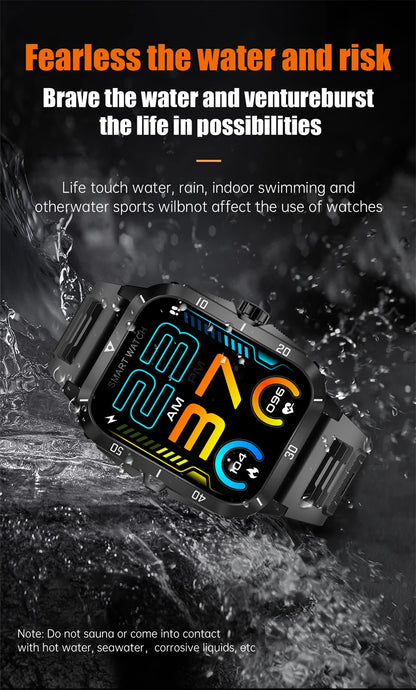 3ATM Waterproof Smartwatch Men 1.96 Inch HD Screen GPS Sports Fitness Tracker Health Monitoring Bluetooth Call Sport Smart Watch