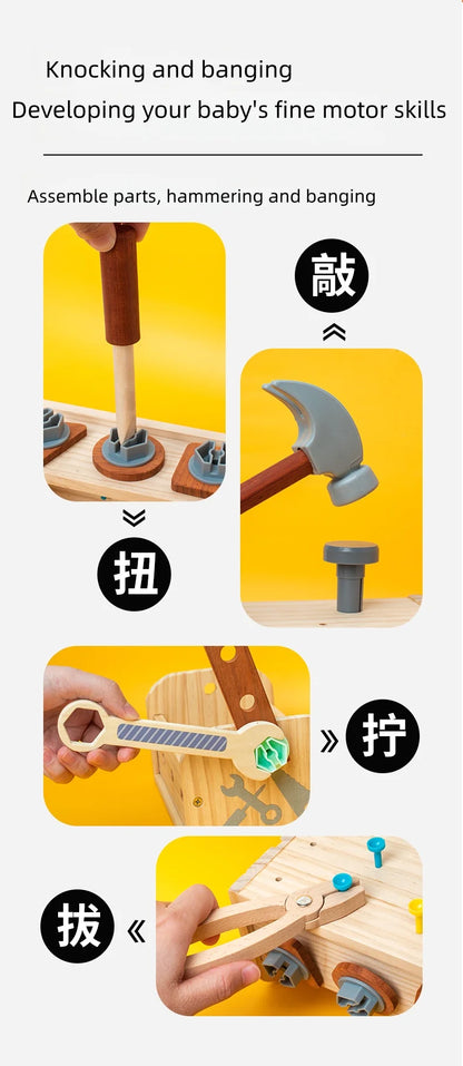 Wooden Tool Toy Set Includes a variety of tools like hammers and wrenches Kids can pretend to be little craftsmen and have a bla