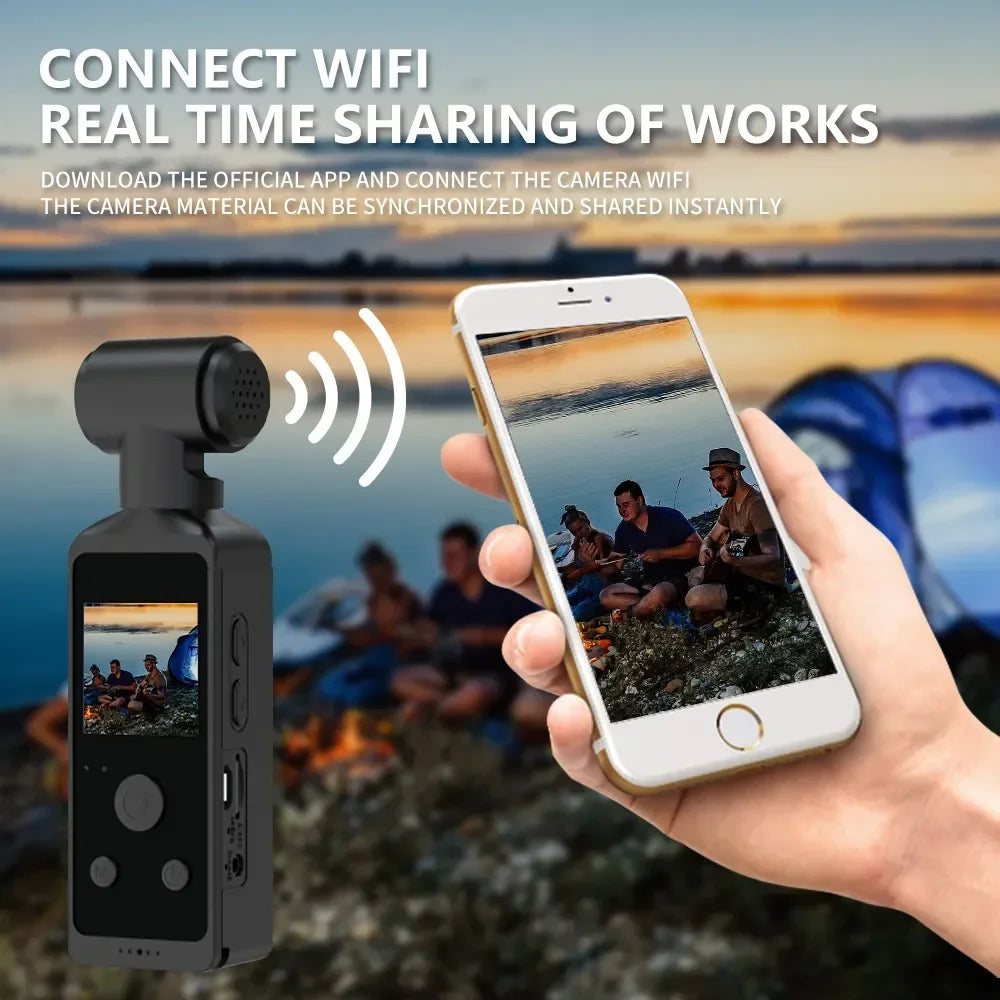 4K Handheld action camera 1.69“ touchscreen,4K Pocket camera Video recording camera, Rechargeable 1000mah/3000mAh, holiday gift