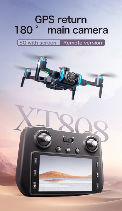 XT808 Drone 4K Professional 8K Camera with 5G WiFi FPV Dron Screen Remote Control Brushless Obstacle Avoidance  RC Quadcopter