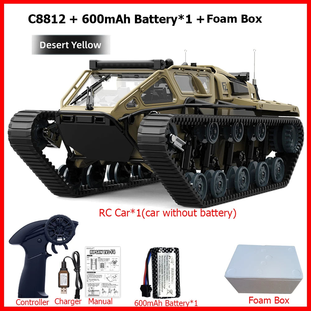 JJRC C8812 / C8812 MAX RC Car Full Scale Tracked Tank Simulation 2.4G Remote Control Car Drift LED Light Off-Road RC Toy As Gift