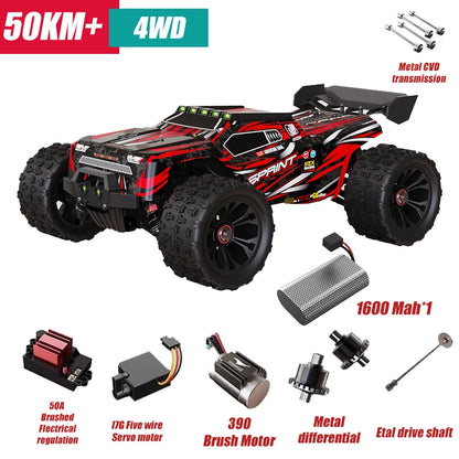 Rc Car Off Road 4x4 High Speed 80KM/H Remote Control Car with LED Headlight Brushless 4WD 1/14 Monster Truck Toys for Boys Gift