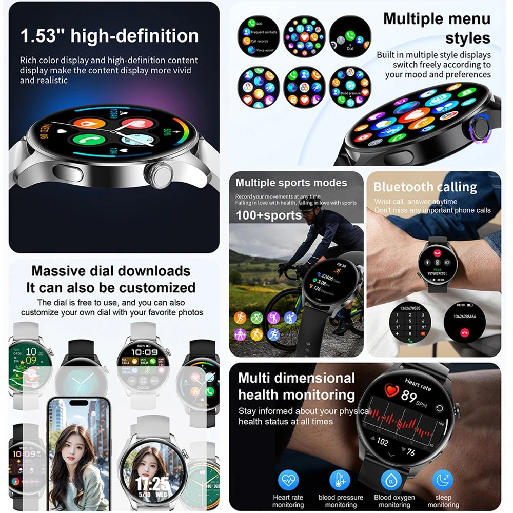 2025 New Watch 3 Smart Watch Men 1.53 Inch HD Screen GPS Fitness tracker Bluetooth Call Health IP67 Waterproof Smartwatch Man