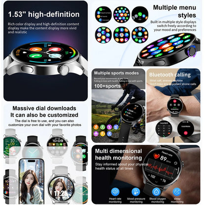 2025 New Watch 3 Smart Watch Men 1.53 Inch HD Screen GPS Fitness tracker Bluetooth Call Health IP67 Waterproof Smartwatch Man
