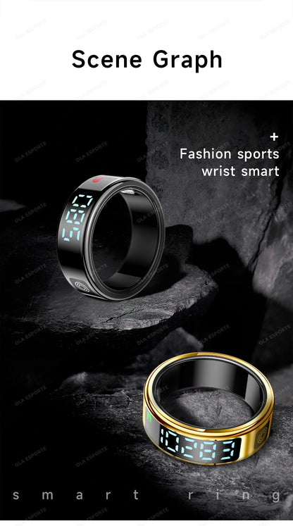 2025 Smart Ring with Display Screen and Touch, Wireless Charging, Health Manager, 5 ATM Waterproof For Men Women Rings R12 R11