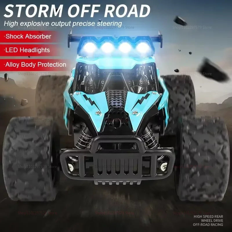 RC Alloy Car 1:16 Scale 2WD Off-Road Climbing Remote Control Car With LED Light 20KM/H High Speed Toys Gifts For Boys Girls Kids