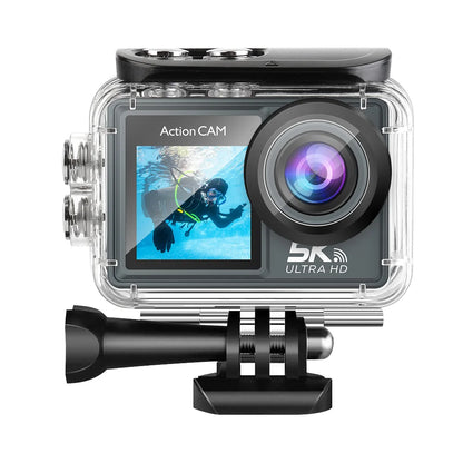 5K 4K60FPS Action Camera Dual IPS Touch LCD DVR EIS 170° 30M Waterproof 5X Zoom Sport Camera With Wireless Mic&Remote Control